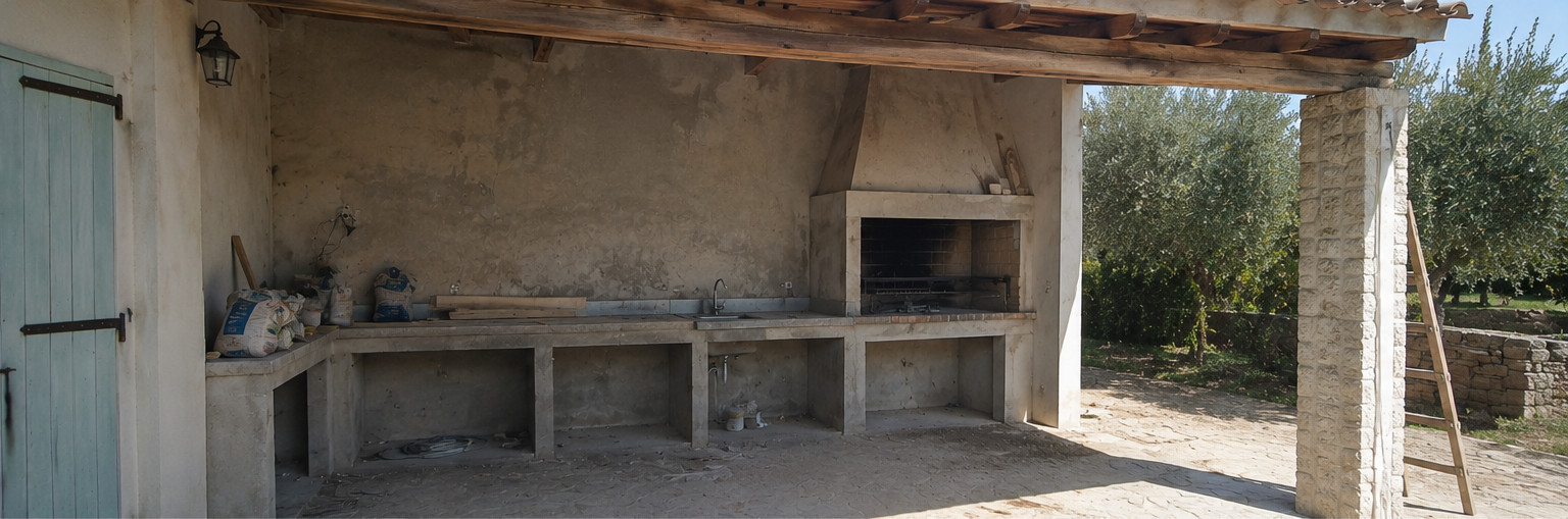 Cuisine d’été sous auvent : avant travaux