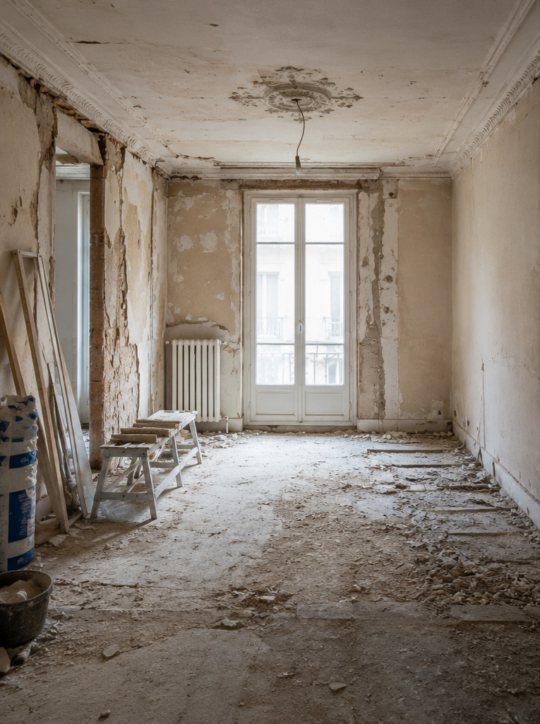 Rénovation complète d’un séjour : avant travaux